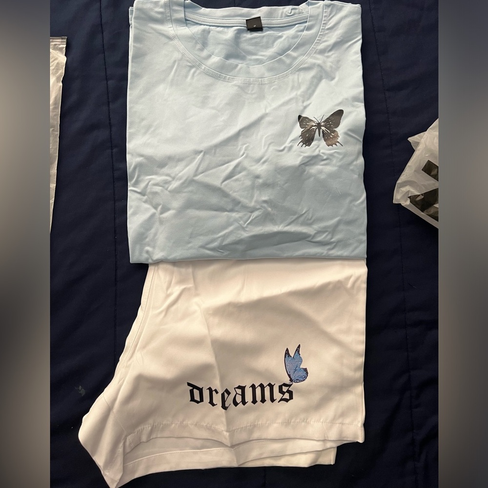 SHEIN Men’s Butterfly Short Sleeve Shirt and Short Set XL